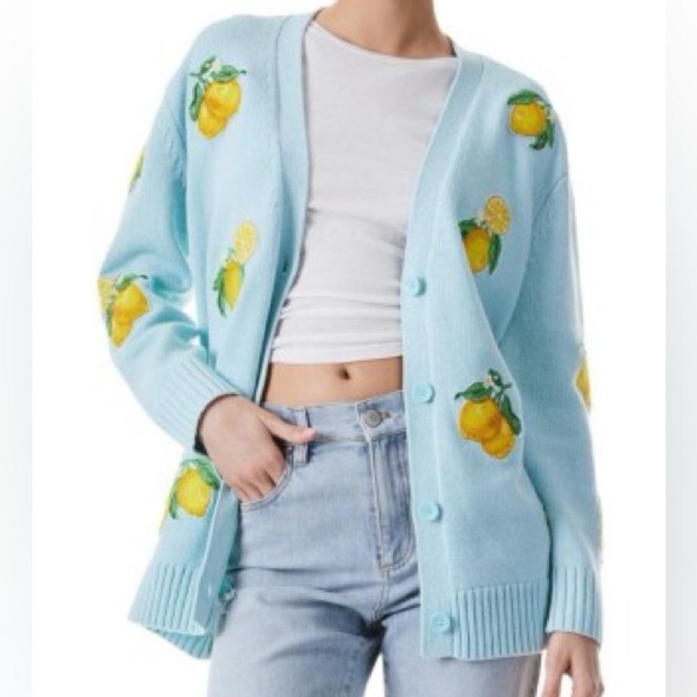 Alice + Olivia Bradford Lemon Embellished Cardigan